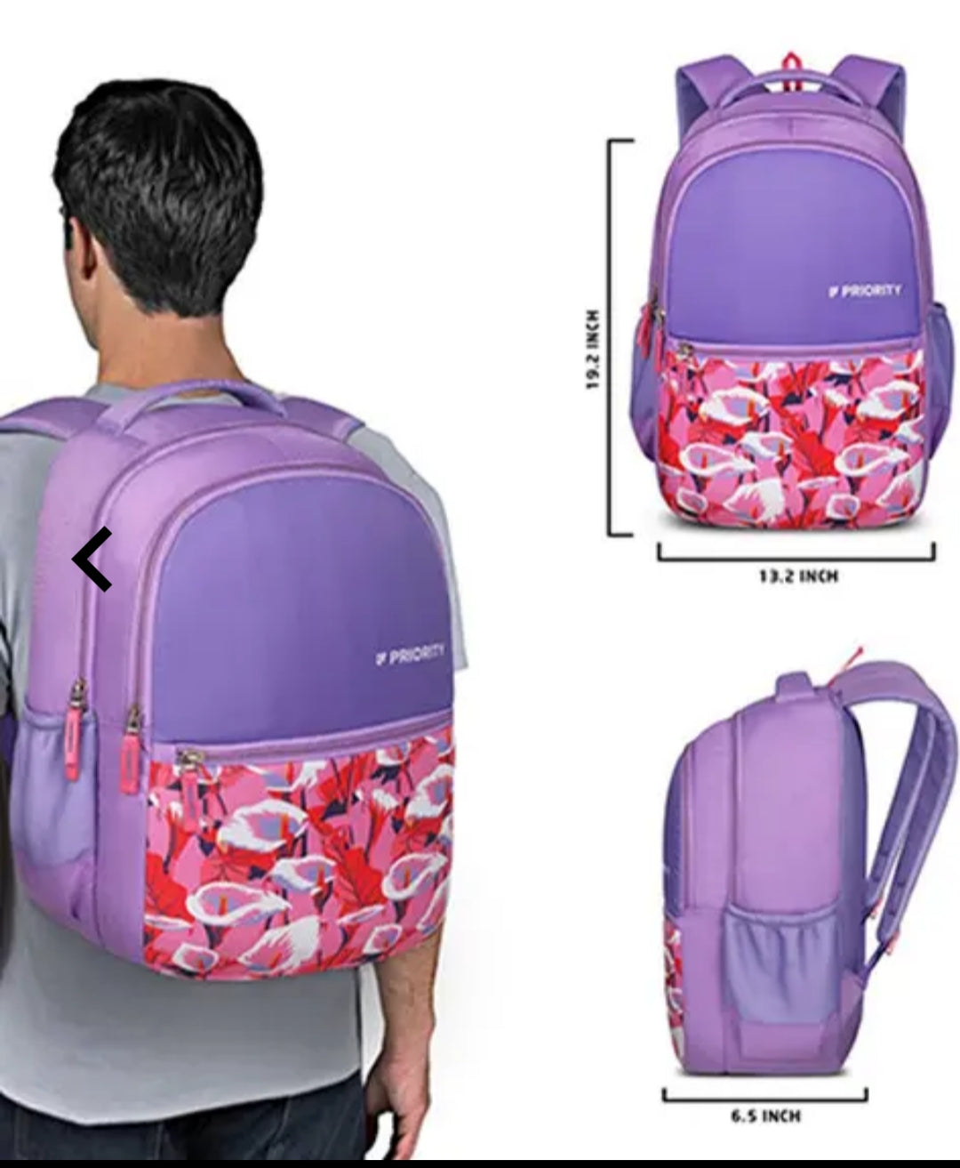 Priority flamingo printed backpack